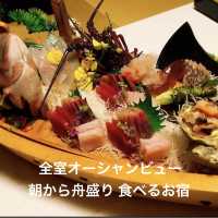 【伊豆 稲取温泉 浜の湯】朝から舟盛り ボリューム満点の食べるお宿