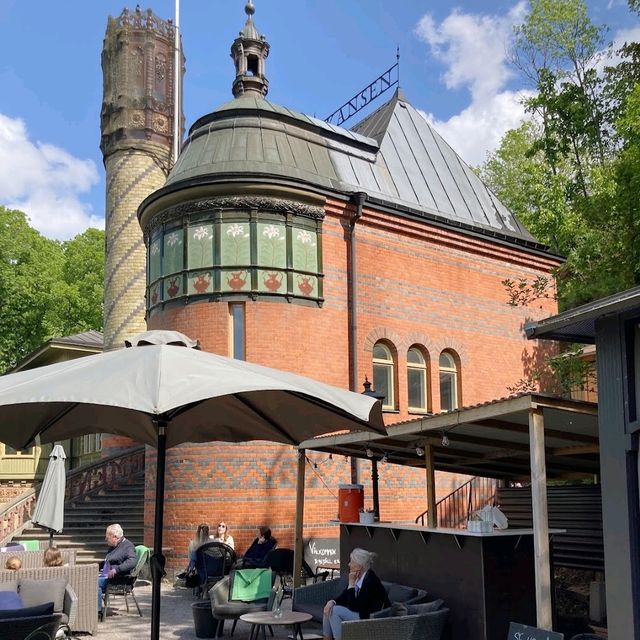 spacious cafe with outdoor tables