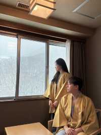 traditional tatami-style hotel at Hokkaido Onsen village 