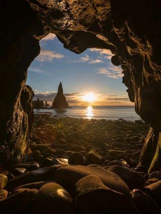 던컨스비 스택스 스코틀랜드 북쪽의 고요한 일몰