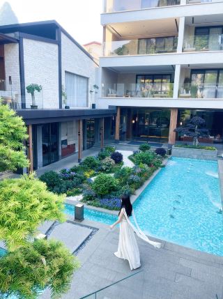 Luxury hotels nestled amidst the Li River landscape in Yangshuo