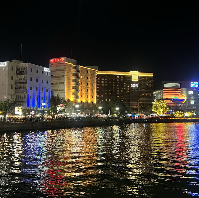 福岡景點｜中州屋台，夜市小攤販的聚集地，還有美麗河景