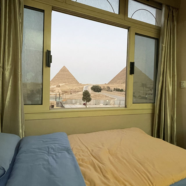 A hotel with a grand view of the ancient pyramids 