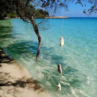 In Ao Wai Beach on Koh Samet, Thailand, I witnessed the stunningly beautiful glass jelly sea and white sandy beach.