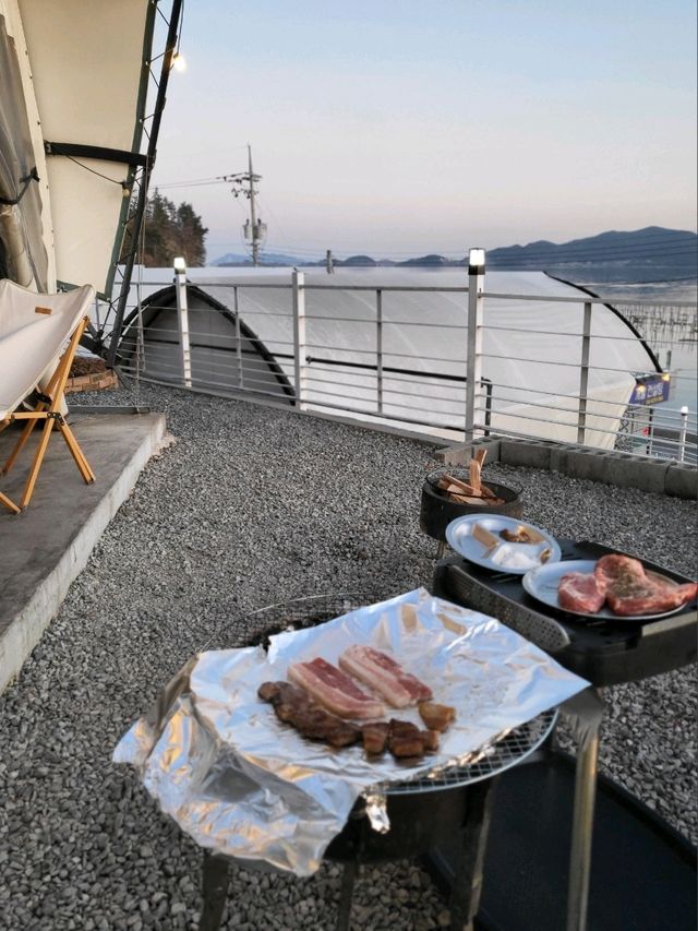 노을맛집 사천 비토섬 감성글램핑