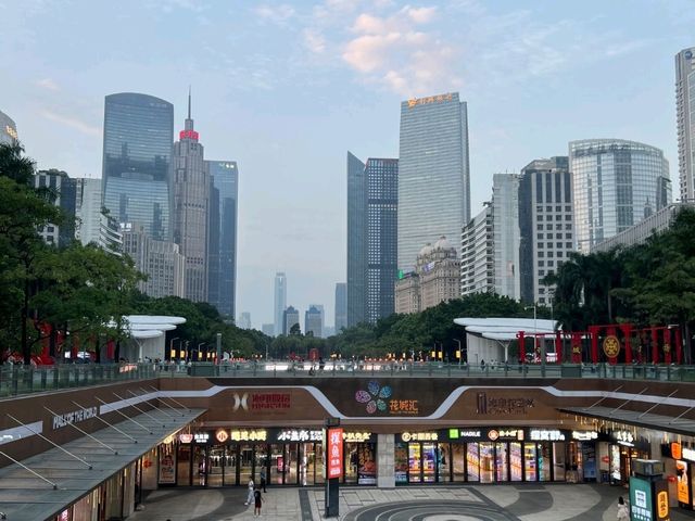 family together at Huacheng Square 