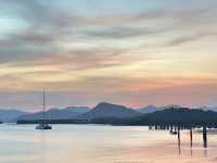 Sunset moment from Bacau Bay Resort deck in Coron