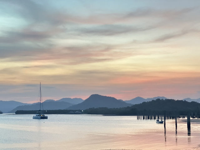 Sunset moment from Bacau Bay Resort deck in Coron