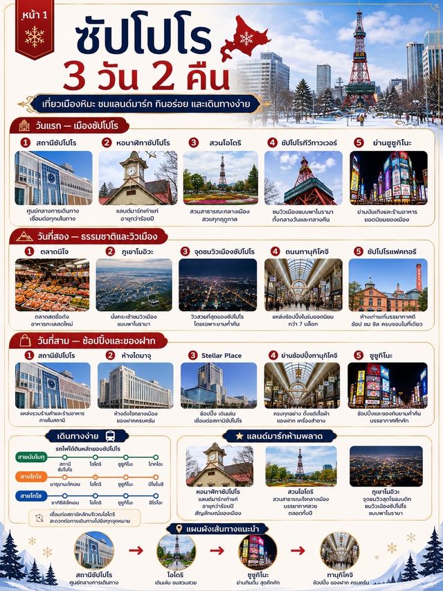 ❄️🇯🇵 ซัปโปโร 3 วัน 2 คืน เที่ยวเมืองหิมะ กินฮาลาล ช้อปสนุก เดินทางง่าย! ❄️🇯🇵 ซัปโปโร 3 วัน 2 คืน เที่ยวเมืองหิมะ กินฮาลาล ช้อปสนุก เดินทางง่าย!