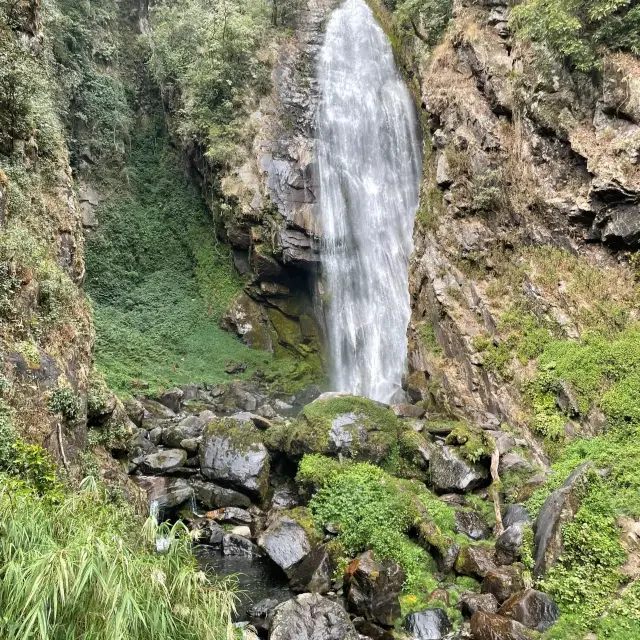 Showering under the waterfall, freedom is eternal! Hiking in the Gaoligong Mountain primitive forest