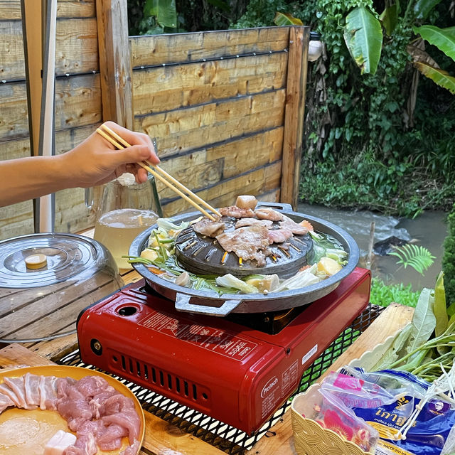 นอนเต็นท์+กินหมูกะทะ💕กลางหุบเขา !!! 🌳🏕️