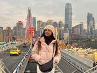 Hongyadong at Twilight: Crossing Qianqiao Bridge for the 6 PM Light-Up