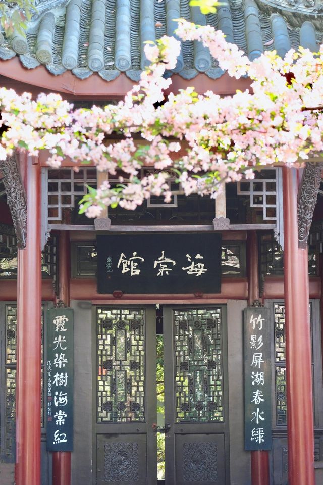 成都棠湖公園「柔枝恰恰語流鶯，西府名花冠蜀城