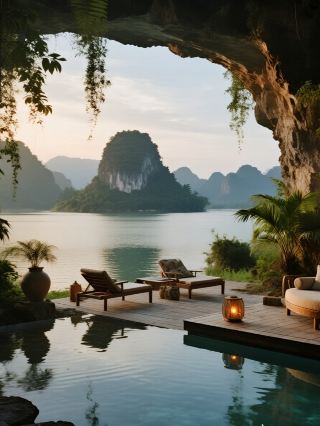 광시 허치 포호 호수 가족 여행! 사람 적고 경치 아름다워, 캠핑하며 물놀이하기 정말 편안해요