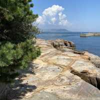 淡路島！郷土記念物絵島（えしま）岩屋にあるパワースポット！海が綺麗！明石大橋を背に絶景ポイントでもある