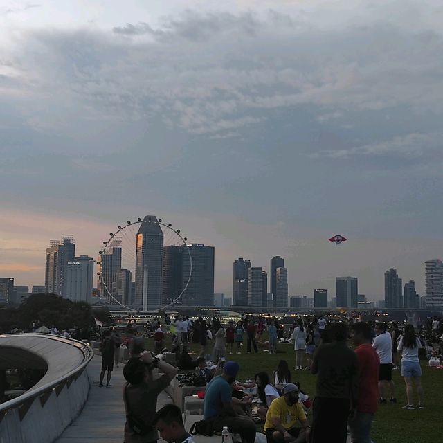 Watching sunset at Marina Barrage