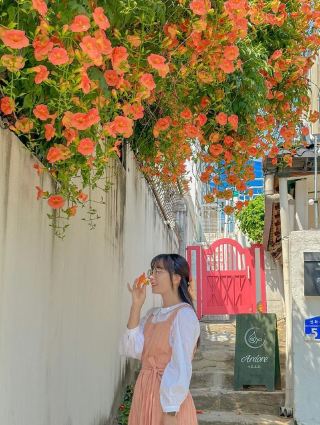 オレンジ色の滝を注ぐ現時間の大戦カフェ🧡