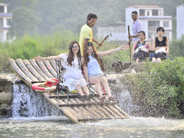 Thrilling and Scenic Bamboo Rafting Adventure at Guilin's Yulong River