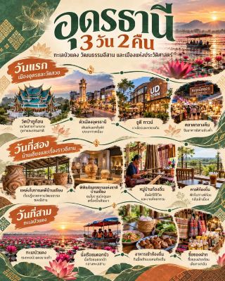 【ウドーンターニー 2泊3日】紅い蓮の海と世界遺産バーンチエン、そして絶品グルメを満喫！
