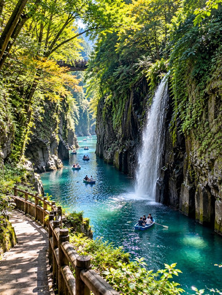 🌿💚 Takachiho Gorge, Japan 🇯🇵 A truly magnificent natural gorge, as beautiful as a painting 🏞️✨