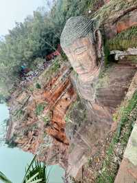 Awe-inspiring Buddha statue. The Leshan Giant Buddha is a 71-metre tall stone statue
