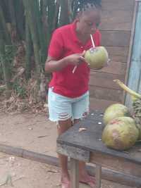 Drinking a cool jelly in Holland bamboo