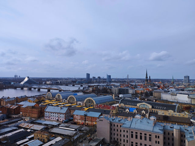 Panorama like 360° view of Riga at Latvian Academy of Sciences.
