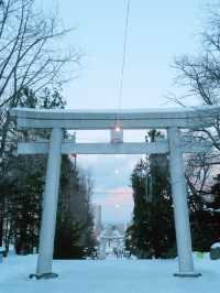  日本小樽必去景點住吉神社白雪配紅色鳥居一定不能錯過