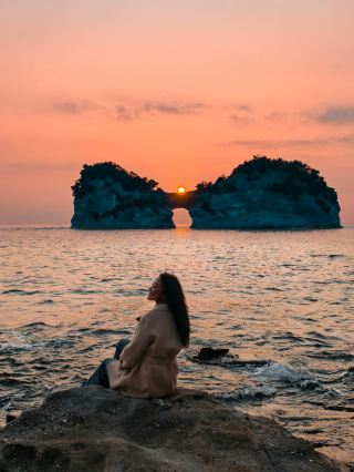 Wakayama, Japan. Sunset at Engetsu Island, Shirahama.