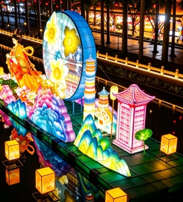 漳州南湖の水上灯会の夜景が神レベル！どこを撮っても映える写真に