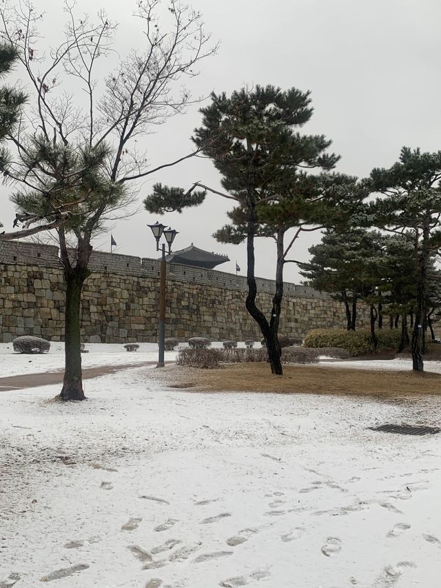 눈내린 뷰가 정말 멋있는 수원 방화수류정