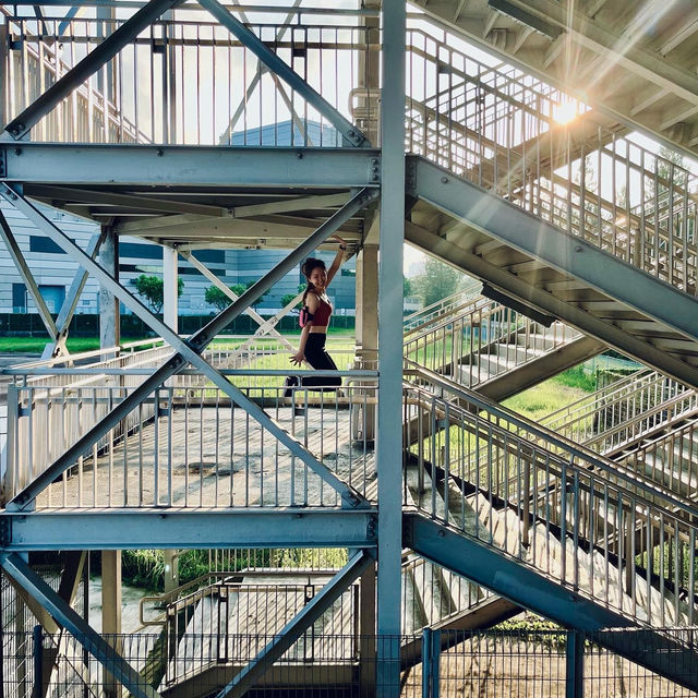 The symmetrical stairs near Sporthub Kallang 