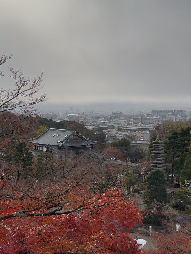 First Snowfall at Kiyomizudera: A Magical Winter Scene with Rainbow and Sunset