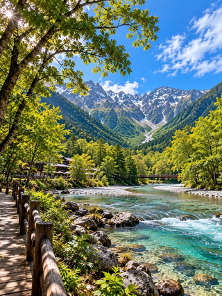 일본 나가노현의 카미코치(Kamikochi).