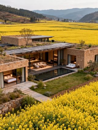 푸춘강 가족 여행, 안개비 내리는 날 유채꽃 바다가 그림처럼 아름다워요!