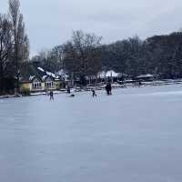 ミュンヘン　雪のエングリッシャーガルテン（英国庭園）