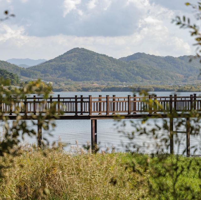 Beautiful Autumn View of Tapjeongho Lake