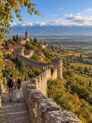 ✨ Sighnaghi — A small town on a hill that feels like something straight out of Europe, but with the charm of traditional Georgian culture that's warm and breathtakingly beautiful! 🇬🇪🏰
If you're looking for a romantic town hidden amidst valleys and endless vineyards, this is it. It truly lives up to its nickname, "City of Love," a popular wedding spot for many couples because it's romantic at every turn. 💕
📍 Must-see check-in points when visiting Sighnaghi!
🏰 Sighnaghi Old Town: Take a leisurely stroll and admire the old European-style houses with warm orange brick roofs contrasting with soft pastel walls. Every corner is a cafe and plenty of cute photo opportunities! 📸✨
🧱 Sighnaghi City Wall: An 18th-century city wall that stretches along the mountainside ⛰️ You can walk along it and enjoy a stunning 360-degree panoramic view. The sunset in the evening is absolutely breathtaking! 🌅
⛪ St. George's Church: An ancient church and landmark of the city with unique Georgian architecture. The atmosphere inside is peaceful, serene, and full of a magical charm. 🙏🌿
🍇 Alazani Valley Viewpoint: A must-see highlight! Looking down, you'll see the Alazani Valley, famous for its vineyards and world-class wine production. 🍷 The majestic Caucasus Mountains as a backdrop are truly breathtaking. 🏔️✨
💖 If you're looking for a hidden gem in Eastern Europe full of romance, exquisite wine, and million-dollar views, mark your calendars for Sighnaghi! You're guaranteed to fall in love from the moment you arrive! 🥰 #TravelPlan #GeorgiaTravel #TravelReview