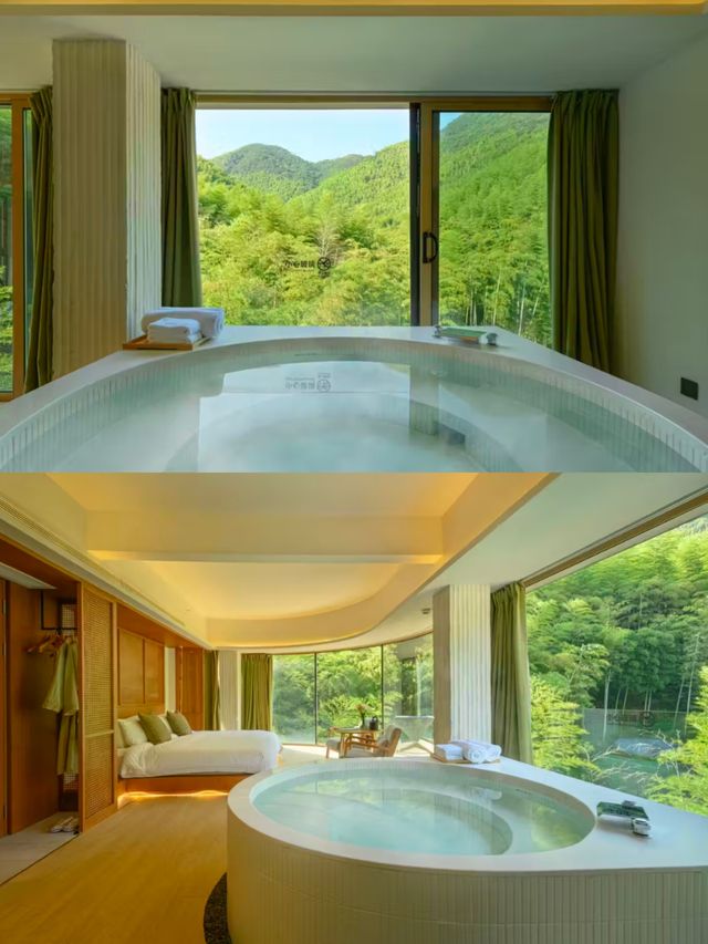 山野私湯|莫干山可以泡溫泉的山景小院