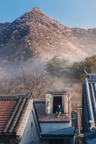 회유 깊은 산속의 개인 온천 작은 마당, 장성을 베개 삼아 사계를 보다