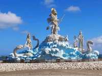 【巴釐島】Pantai Jerman海灘：蔚藍大海、雄偉雕像