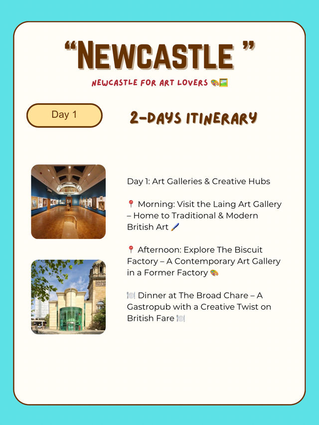 Newcastle itinerary for Art Lovers 🎨🖼️