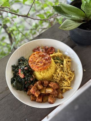 Hearty cheap nasi campur in Sanur
