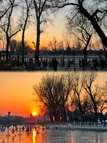 冬日限定什刹海浪漫落日冰車