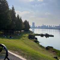 長沙西湖公園的日落。