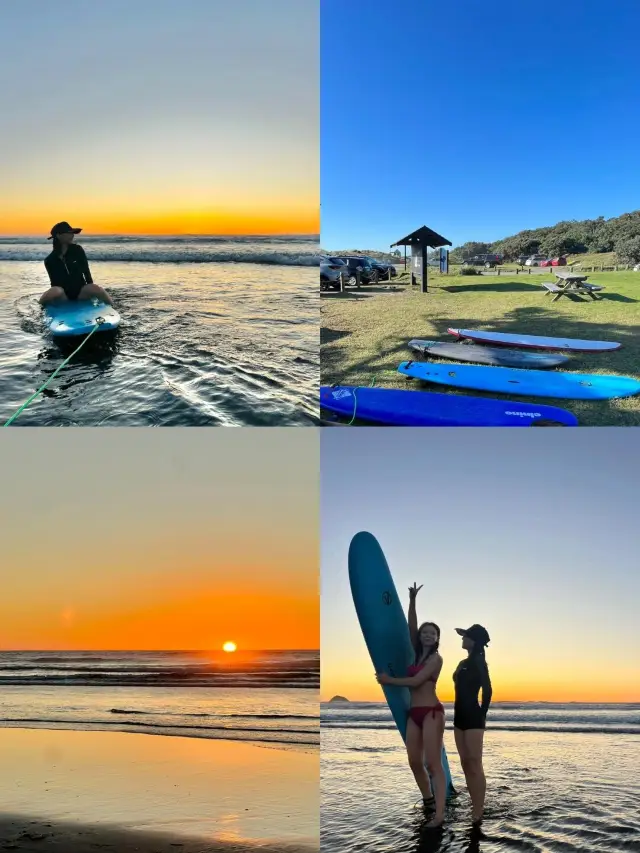 오클랜드 서핑 첫 체험, 한 번에 일어섰어요