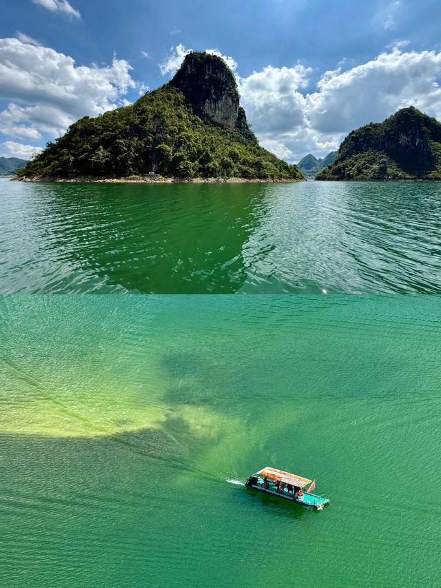 靖西渠洋湖 舟行碧波上 人在畫中遊