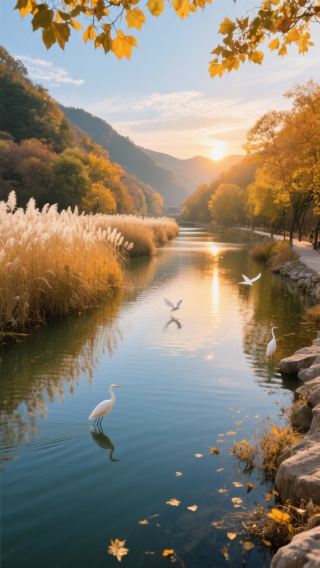 Thousand-Year-Old Ginkgo Leaves Dance in the Autumn Breeze of Laiyang, Autumn Waters Blend with the Vast Sky