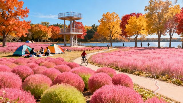 上海近郊紅楓秘境！金山楓葉島：精準點位出片，全家治癒賞秋