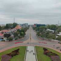 Ascending to Elegance: Patuxay's Embrace Above Vientiane